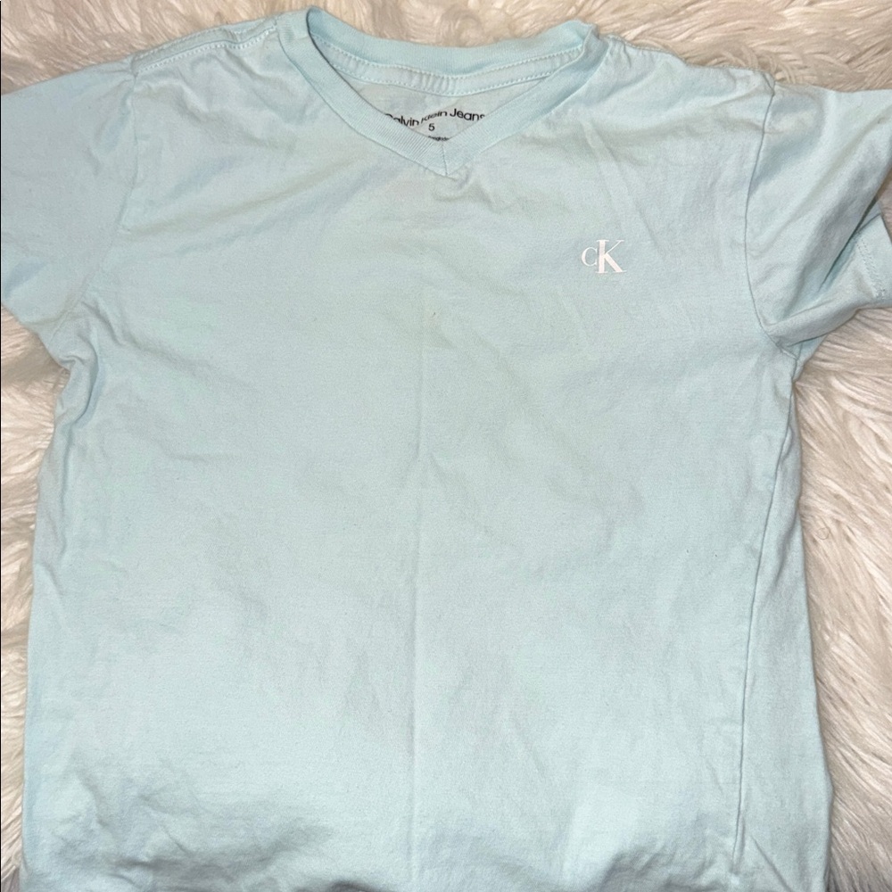 Calvin Klein Sky Blue V-Neck Tee